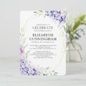 Hydrangea Lila Floral Geometric Memorial Kaart (Staand voorkant)