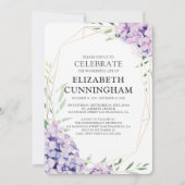 Hydrangea Lila Floral Geometric Memorial Kaart (Voorkant)