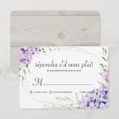 Hydrangea Lila Floral Geometric Memorial RSVP Kaartje (Voorkant / Achterkant)