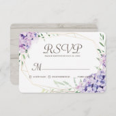 Hydrangea Lila Floral Geometric Memorial RSVP Kaartje (Voorkant / Achterkant)
