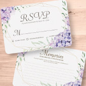 Hydrangea Lila Floral Geometric Memorial RSVP Kaartje