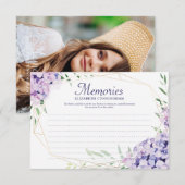 Hydrangea Lila Floral Geometric Photo Memorial RSVP Kaartje (Voorkant / Achterkant)