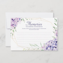 Hydrangea Lila Floral Geometric Photo Memorial RSVP Kaartje