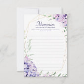 Hydrangea Lila Floral Geometrisch Foto Memorial RSVP Kaartje (Voorkant)