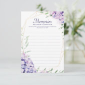 Hydrangea Lila Floral Geometrisch Foto Memorial RSVP Kaartje (Staand voorkant)