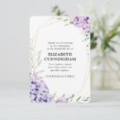Hydrangea Lilac Floral Geometric Memorial Bedankkaart (Staand voorkant)
