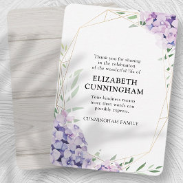 Hydrangea Lilac Floral Geometric Memorial Bedankkaart