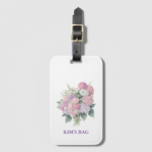 Hydrangea Luggage Tag, personalized Bagagelabel (Voorkant (verticaal))