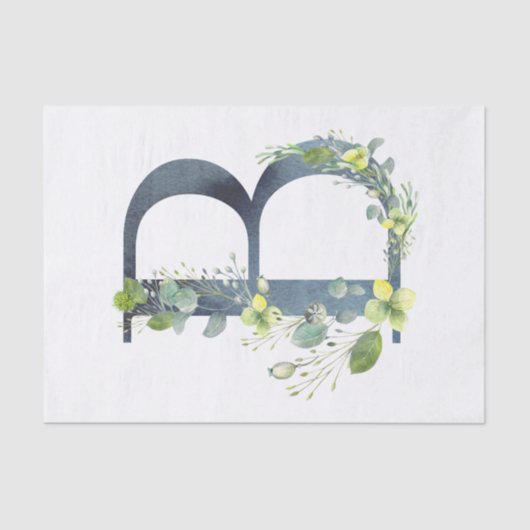 Hydrangea Lunar Floral Waterverf Alphabet B Tissuepapier (Voorkant)