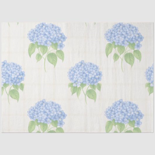 Hydrangea Luxe Bloemen Vloeipapier | Elegante Blau Tissuepapier (Voorkant)