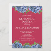 Hydrangea Magenta Elegant Wedding Rehearsal Dinner Kaart (Voorkant)