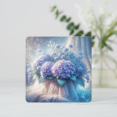 Hydrangea mand voor bruiloft gelofte vernieuwing kaart (Staand voorkant)