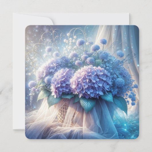 Hydrangea mand voor bruiloft gelofte vernieuwing kaart (Voorkant)