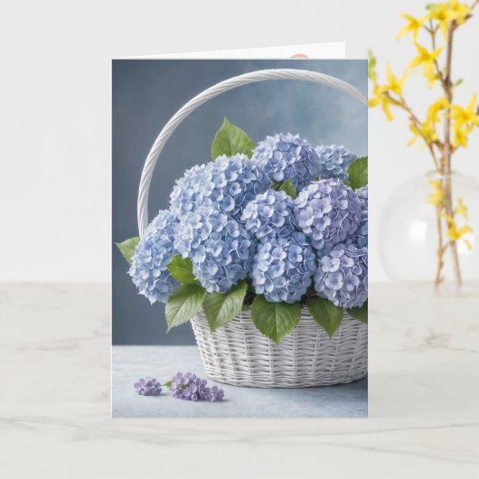 Hydrangea mand voor de verjaardag kaart (Gele Bloem)