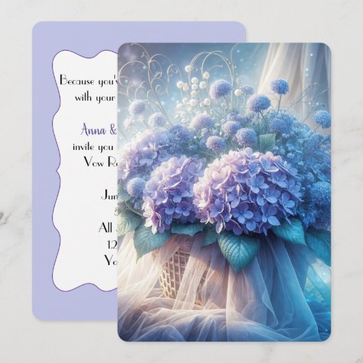 Hydrangea Mand voor Huwelijksbelofte Vernieuwing Kaart (Voorkant / Achterkant)