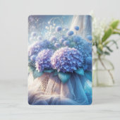 Hydrangea Mand voor Huwelijksbelofte Vernieuwing Kaart (Staand voorkant)