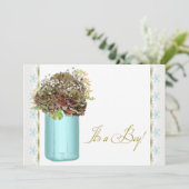 Hydrangea Mason Jar Baby Boy Shower Kaart (Staand voorkant)