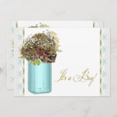Hydrangea Mason Jar Baby Boy Shower Kaart (Voorkant / Achterkant)