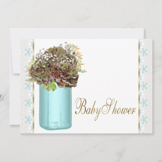 Hydrangea Mason Jar Baby shower Kaart (Voorkant)