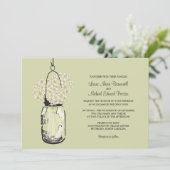 Hydrangea & Mason Jar bruiloft uitnodigingen (Staand voorkant)