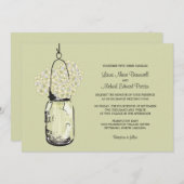 Hydrangea & Mason Jar bruiloft uitnodigingen (Voorkant / Achterkant)