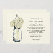 Hydrangea & Mason Jar bruiloft uitnodigingen (Voorkant / Achterkant)