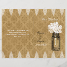 Hydrangea mason jar burlap vouwde Wedding programm
