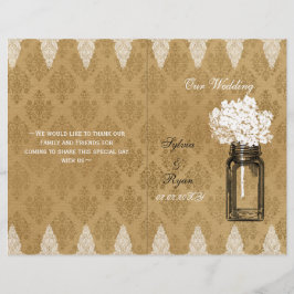 Hydrangea mason jar burlap vouwde Wedding programm