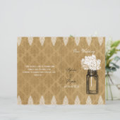 Hydrangea mason jar burlap vouwde Wedding programm (Staand voorkant)