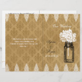 Hydrangea mason jar burlap vouwde Wedding programm (Voorkant / Achterkant)