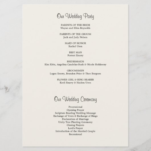 Hydrangea & Mason Jar Ceremony Programma Programmakaart (Achterkant)