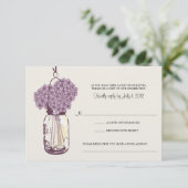 Hydrangea & Mason Jar Huwelijksreactie RSVP Kaartje (Staand voorkant)