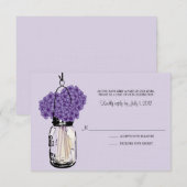 Hydrangea & Mason Jar Huwelijksreactie RSVP Kaartje (Voorkant / Achterkant)