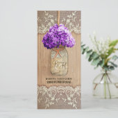 Hydrangea Mason Jar rustieke bruiloft programma's  (Staand voorkant)
