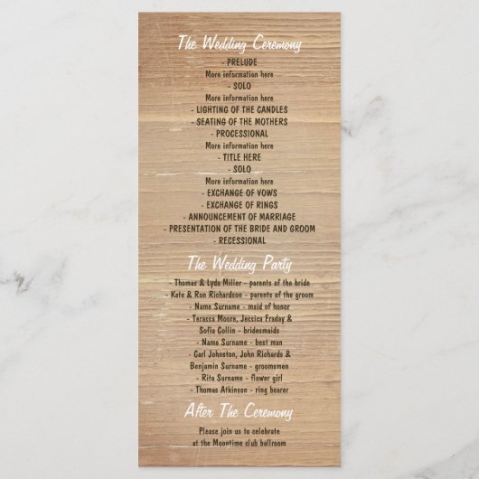 Hydrangea Mason Jar rustieke bruiloft programma's (Achterkant)