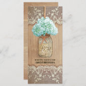 Hydrangea Mason Jar rustieke bruiloft programma's (Voorkant / Achterkant)