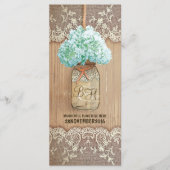 Hydrangea Mason Jar rustieke bruiloft programma's (Voorkant)