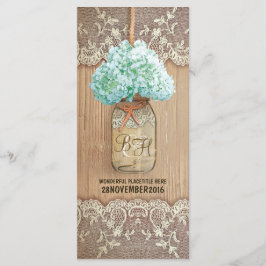 Hydrangea Mason Jar rustieke bruiloft programma's