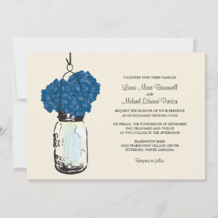 Hydrangea & Mason Jar Wedding Invitations Kaart