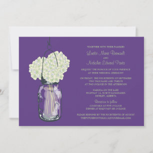 Hydrangea & Mason Jar Wedding Invitations Kaart