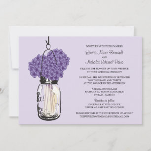 Hydrangea & Mason Jar Wedding Invitations Kaart