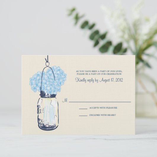 Hydrangea & Mason Jar Wedding RSVP (Staand voorkant)