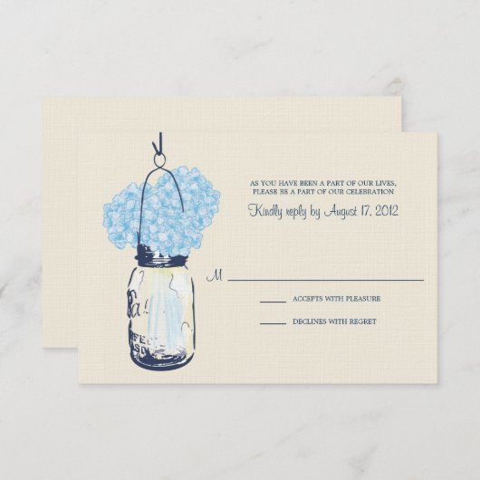 Hydrangea & Mason Jar Wedding RSVP (Voorkant / Achterkant)