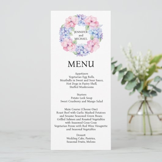 Hydrangea Menu Huwelijksmenu (Staand voorkant)