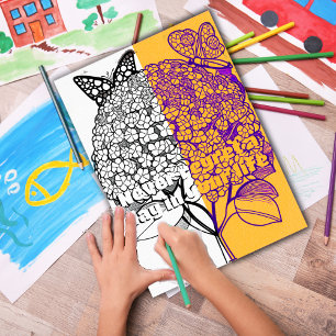 Hydrangea met Vlinder Kleurplaat Printable Poster