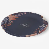 Hydrangea Metallic Pure Navy Blue Vrijgezellenfees Papieren Bordje (Gekanteld)