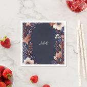 Hydrangea Metallic Pure Navy Blue Vrijgezellenfees Servet (Insitu)