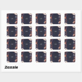 Hydrangea Metallic Puur Navyblauw Bruidsdouche Vierkante Sticker (Vel)