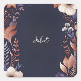 Hydrangea Metallic Puur Navyblauw Bruidsdouche Vierkante Sticker