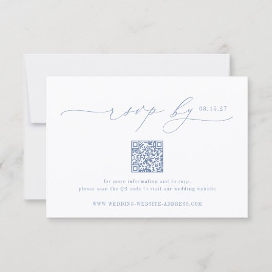 HYDRANGEA Minimalist Wedding QR Code RSVP Card (Voorkant)
